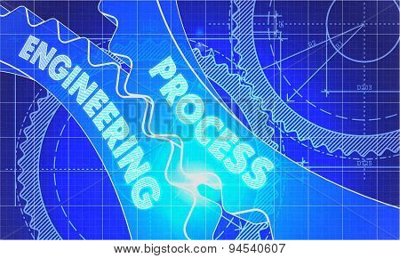 Process Engineering on the Cogwheels. Blueprint Style.
