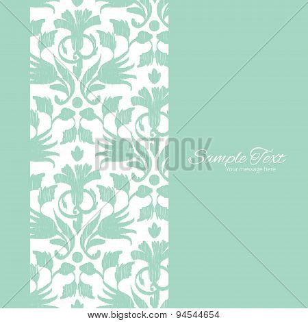 Vector abstract green ikat vertical frame seamless pattern background