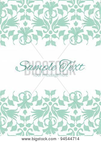 Vector abstract green ikat vertical double borders frame invitation template