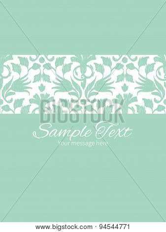 Vector abstract green ikat stripe frame vertical card invitation template