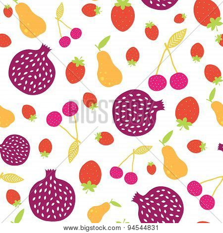 Vector Fun Colorful Fruit Seamless Pattern