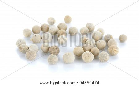 White Pepercorn Isolated On The White Background