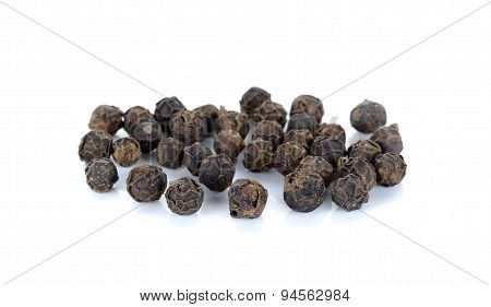 Black Pepercorn Isolated On The White Background