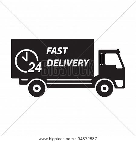 Fast delivery truck. Vector icon or sign.