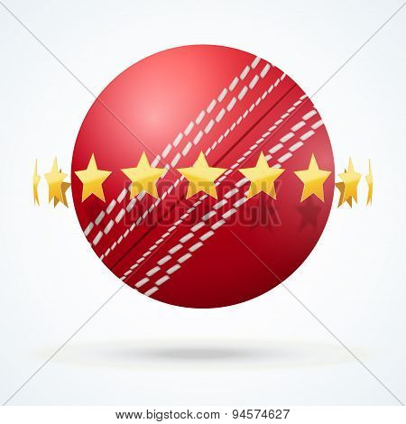 Vector illustration of cricket leather ball with golden stars
