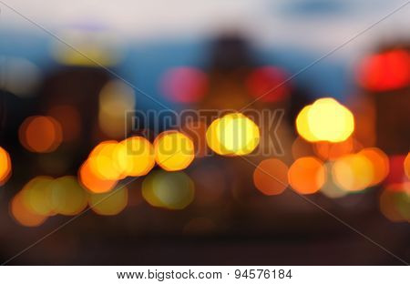 Blurred Lights Of The Big City At Night