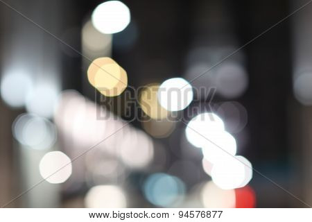 Blurred Lights Car Of The Big City At Night