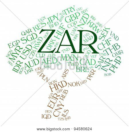 Zar Currency Indicates South African Rands And Currencies
