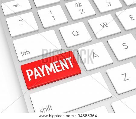 Computer Keyboard With Payment Button. 3D Rendering