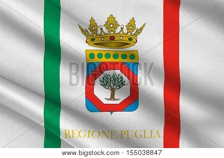 Flag of Apulia is a region of Italy. 3d illustration
