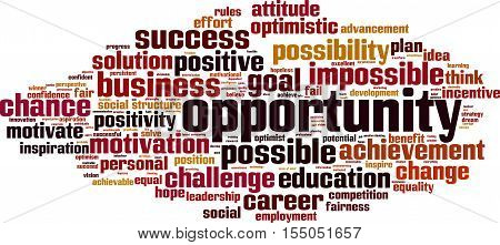 Opportunity word cloud concept. Vector illustration on white