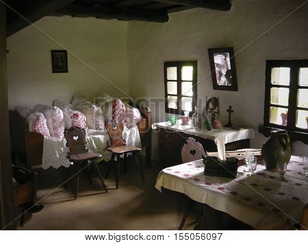 hungary traditional country house located inside the rooms with old household objects