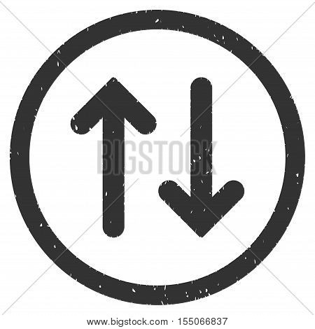 Flip rubber seal stamp watermark. Icon vector symbol with grunge design and dust texture. Scratched gray ink emblem on a white background.