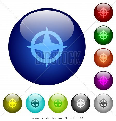Map directions icons on round color glass buttons