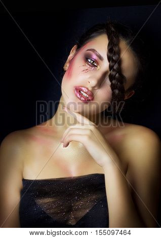 Portrait of a very beautiful model with fashion make-up