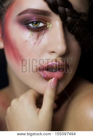 Portrait of a very beautiful model with fashion make-up