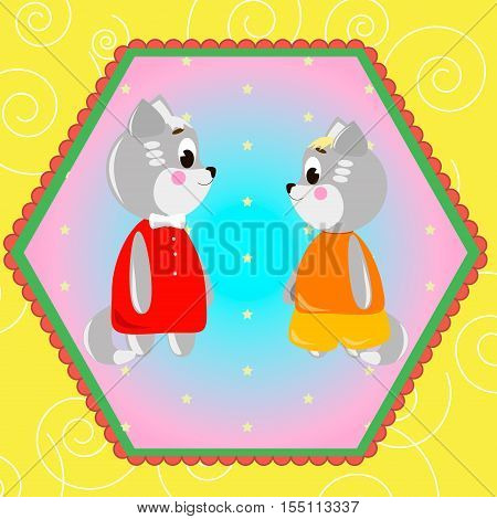 Emblem card with cute cartoon Cats can be used for wallpaper design card invitation.