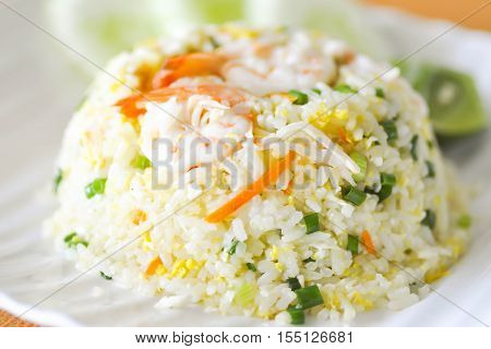 stir-fried rice with shrimp and vegetable dish
