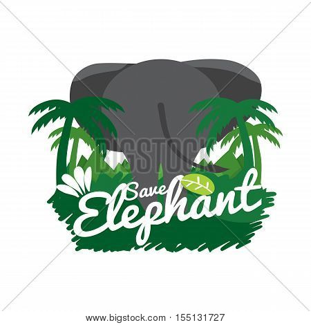 Save Elephant Conservative Concept Vector Illustration. EPS 10