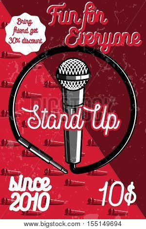 Color vintage Stand up comedy show poster. Vector illustration, EPS 10