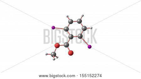 Methyl 26-diiodobenzoate 3d horizontal illustration on white background