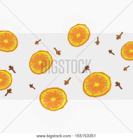 watercolor drawing of orange slices and cloves