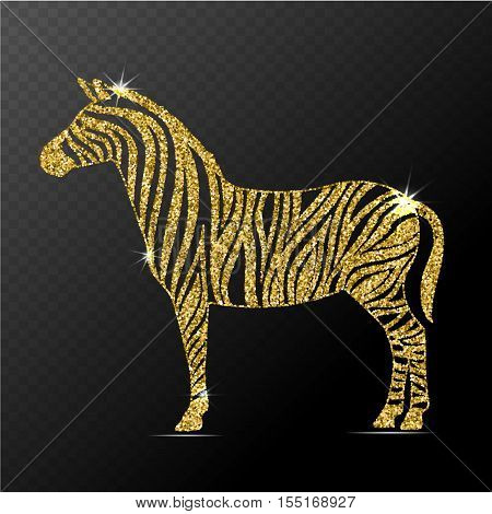 Stylized gold zebra isolated on dark background