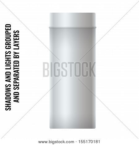 Three White Blank Tin can packaging mockup. Tea coffee dry products gift box. Place your design over the box.