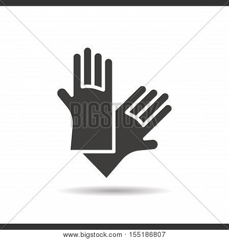 Latex gloves icon. Drop shadow silhouette symbol. Negative space. Vector isolated illustration