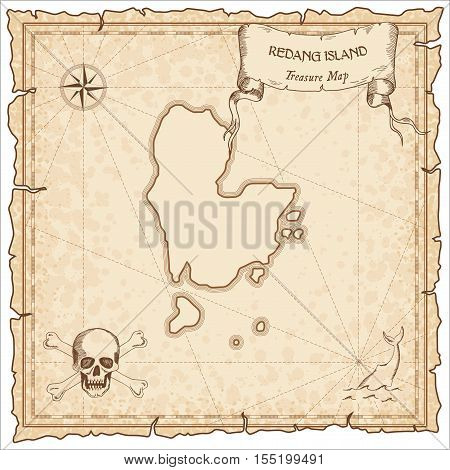 Redang Island Old Pirate Map. Sepia Engraved Parchment Template Of Treasure Island. Stylized Manuscr