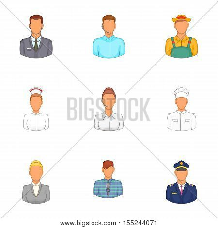 Workers icons set. Cartoon illustration of 9 workers vector icons for web