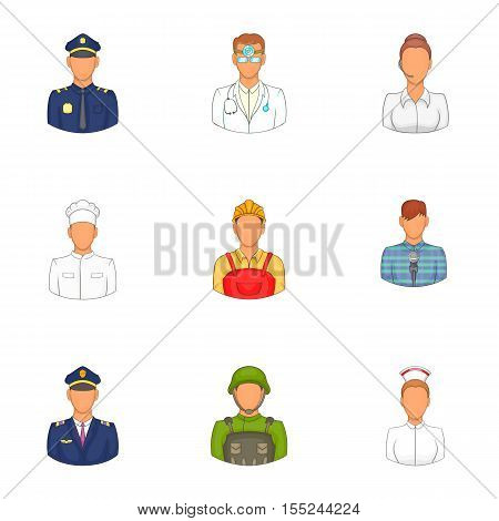 Activities icons set. Cartoon illustration of 9 activities vector icons for web