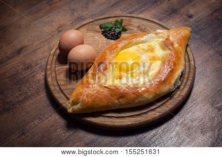 Georgian Traditional Baked Meal Khachapuri;