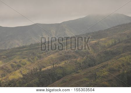 Climbing the volcano Bromo Indonesia. Clouds obscured the crater and green valley