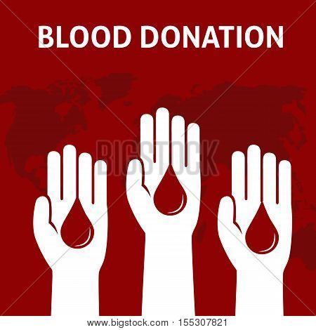 Three People Hand give the blood for donation, Blood Donation Concept