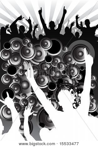 Elementi di musica e persone.