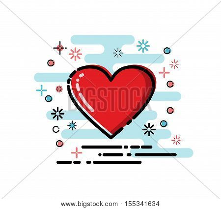Vector cartoon red heart icon. MBE flat style