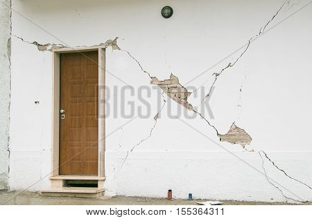 Destroyed building in the historic center of Pieve Torina