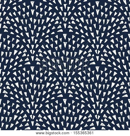 Seamless background with triangular shapes fountains pattern. Abstract triangle elements. Grunge contrast charcoal effect pattern. Vector illustration.
