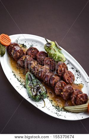 Portuguese spanish roast bbq grilled chourico chorizo spicy sausage tapas snack
