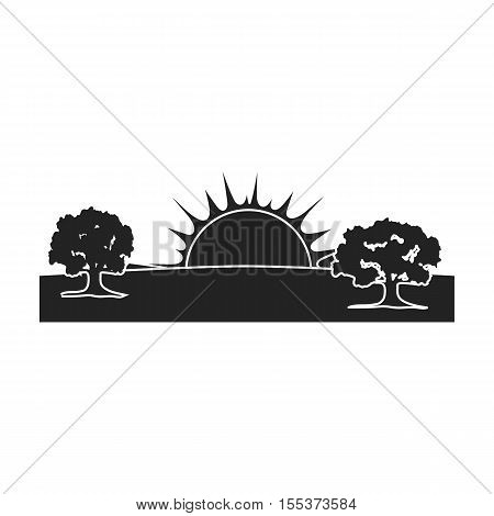 Sunrise icon in black style isolated on white background. Weather symbol vector illustration.