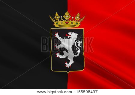 Flag of Aosta Valley is a mountainous semi-autonomous region in northwestern Italy. 3d illustration