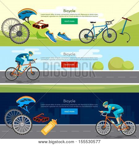 Bicycle riding banner professional cycling active lifestyle athlete rides a bicycle vector