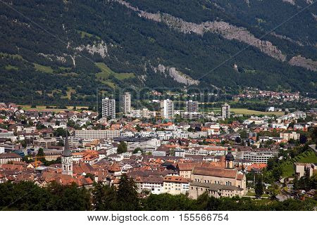 Aerial view of the town of Chur, Switzerland