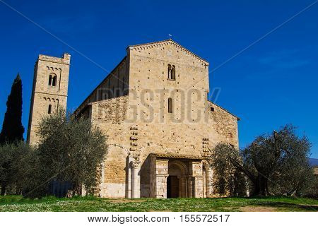 Sant Antimo Abbey near Montalcino in Tuscany, Italy