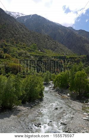 Beautiful view of Atlas, Ourika Valley. MOROCCO.