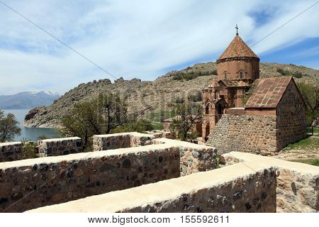 The Armenian Cathedral Church of the Holy Cross in Akdamar Island in Van Lake, Turkey