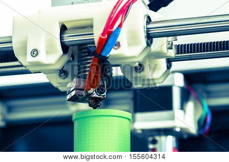 3d printing with light green filament picture
