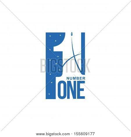 blue and white number one diagonal logo template, vector illustrations isolated on white background. Graphic logo with diagonal logo with three dimensional number one