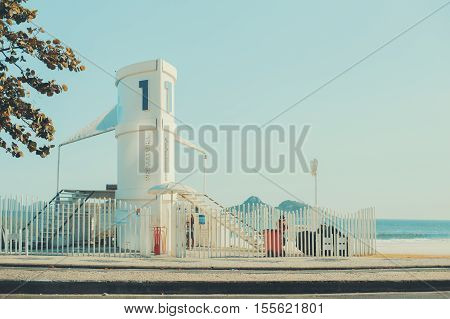 Station Posto 1 near beach and ocean of Rio de Janeiro Brazil
